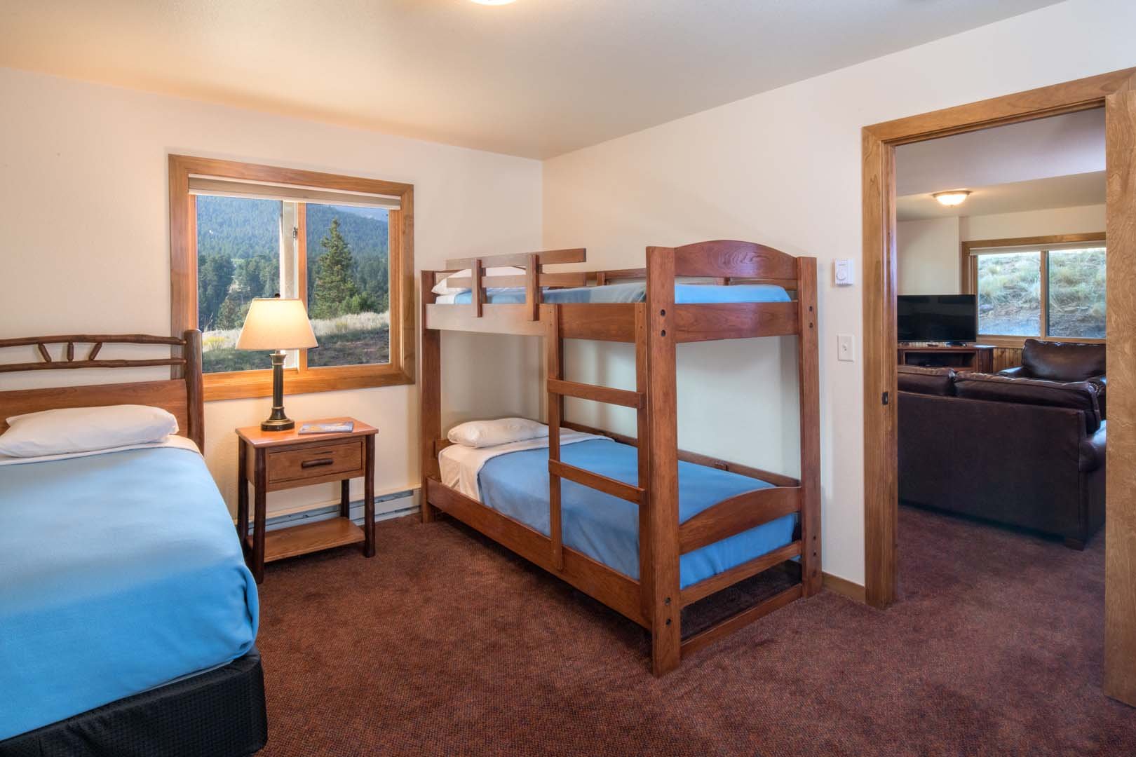 Bunk beds and single bed in Cabin