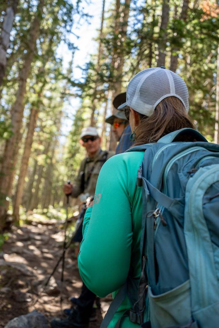 Group of people outdoors walking and hiking