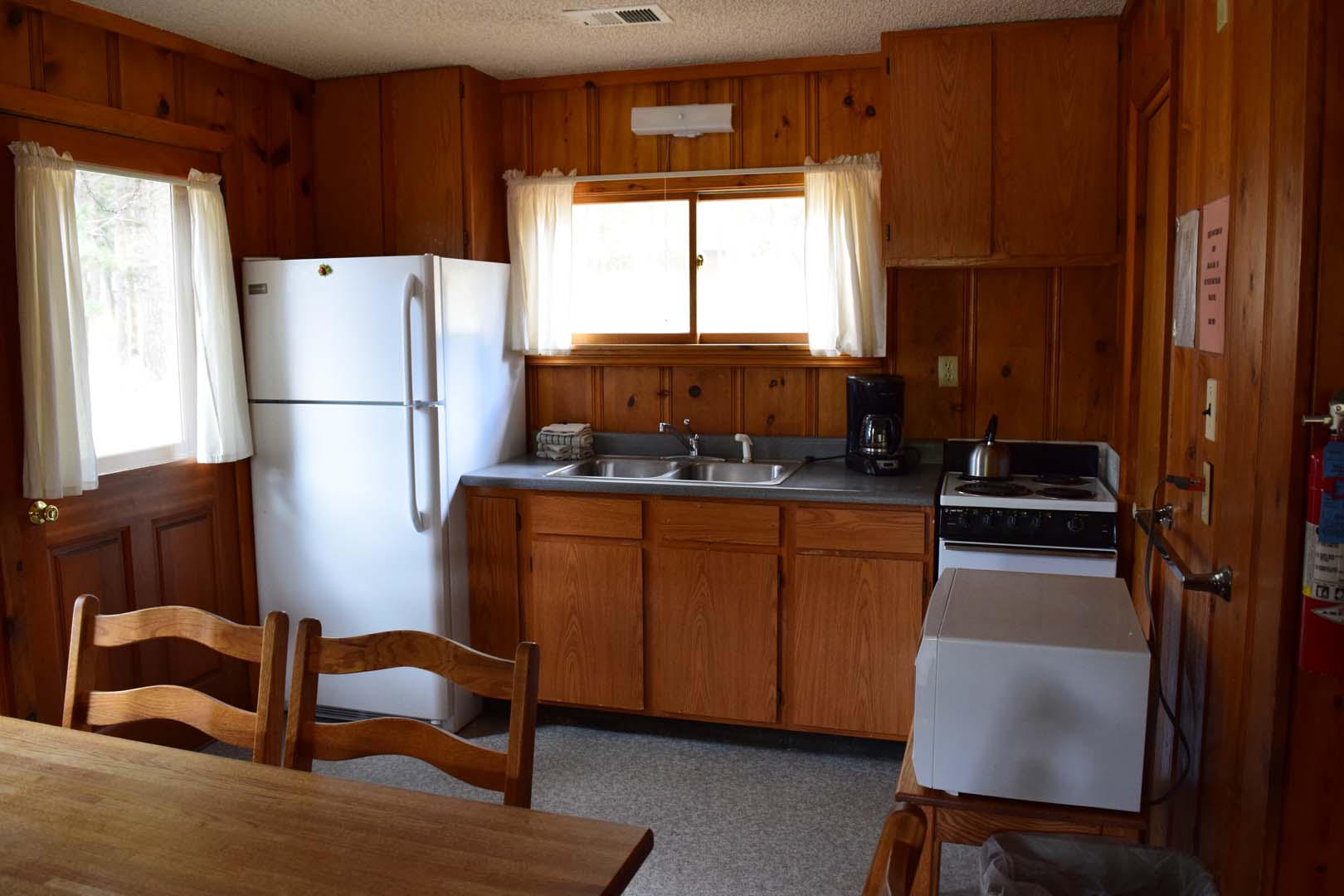 Kitchen and dining area in cabin