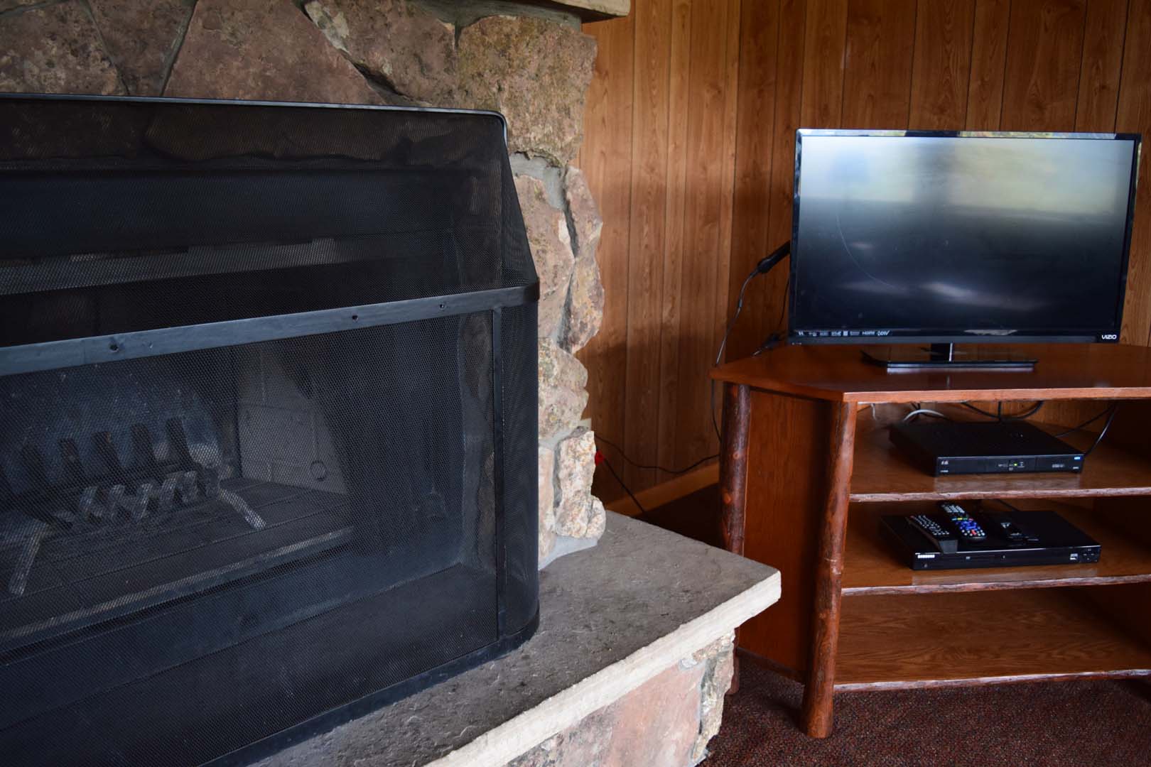 Fireplace and tv set