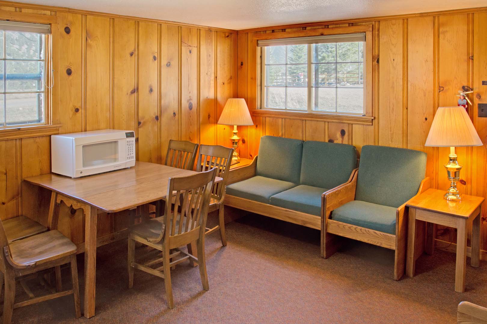 Seating area inside cabin