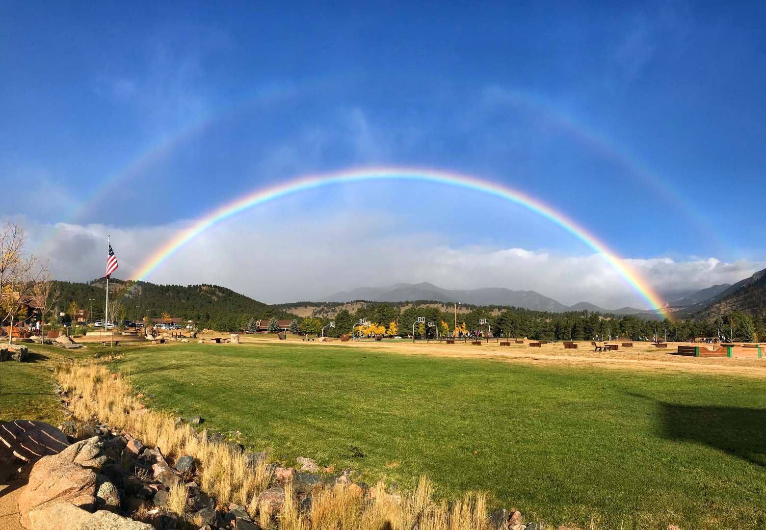 Rainbow over field