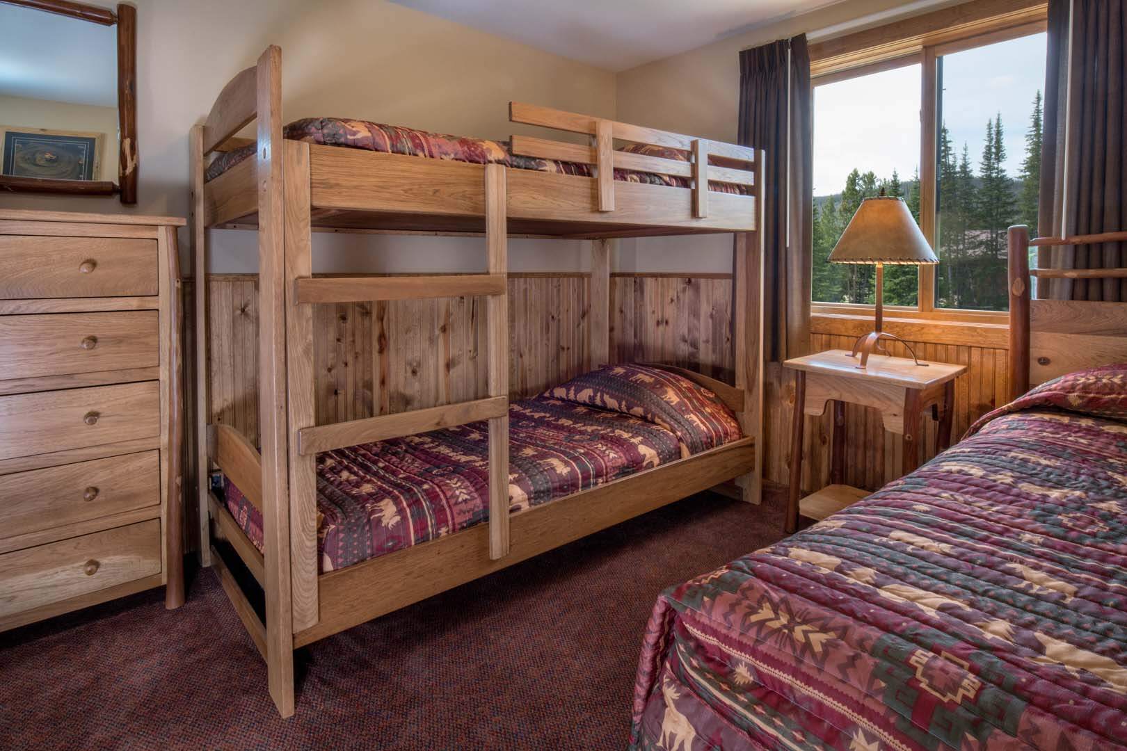 Bunk beds and single bed in Cabin