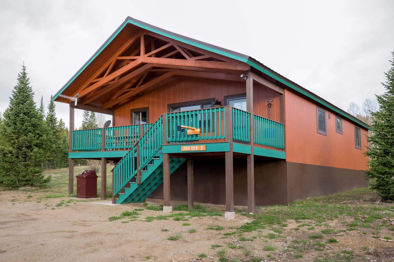 Cabin with trees in background