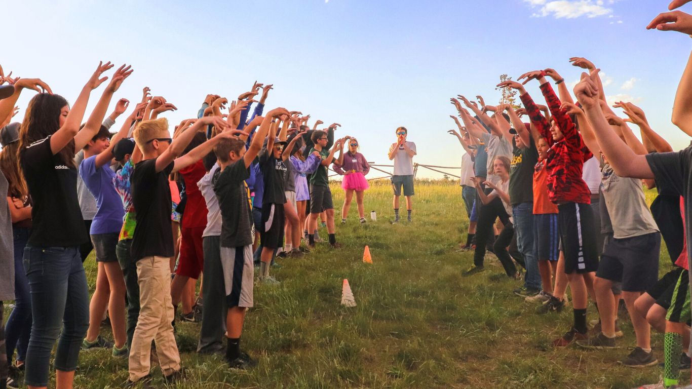 kids playing a game at camp