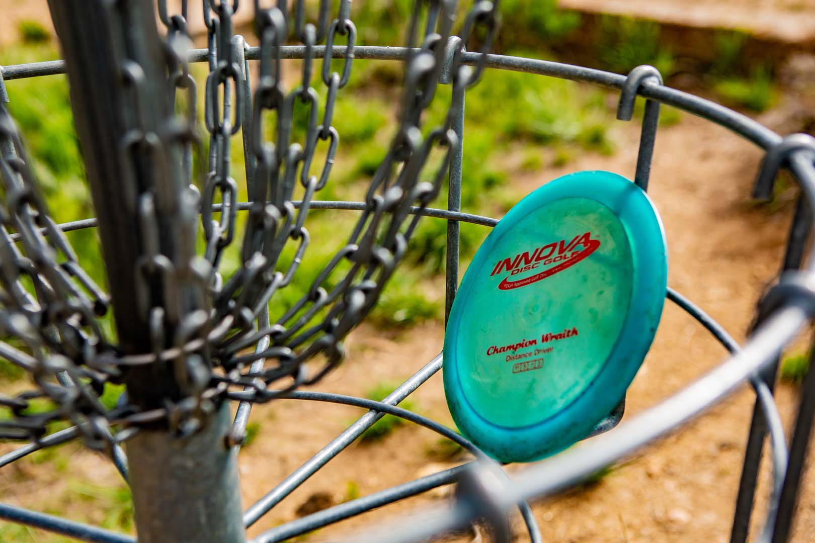 Disc golf with blue disc