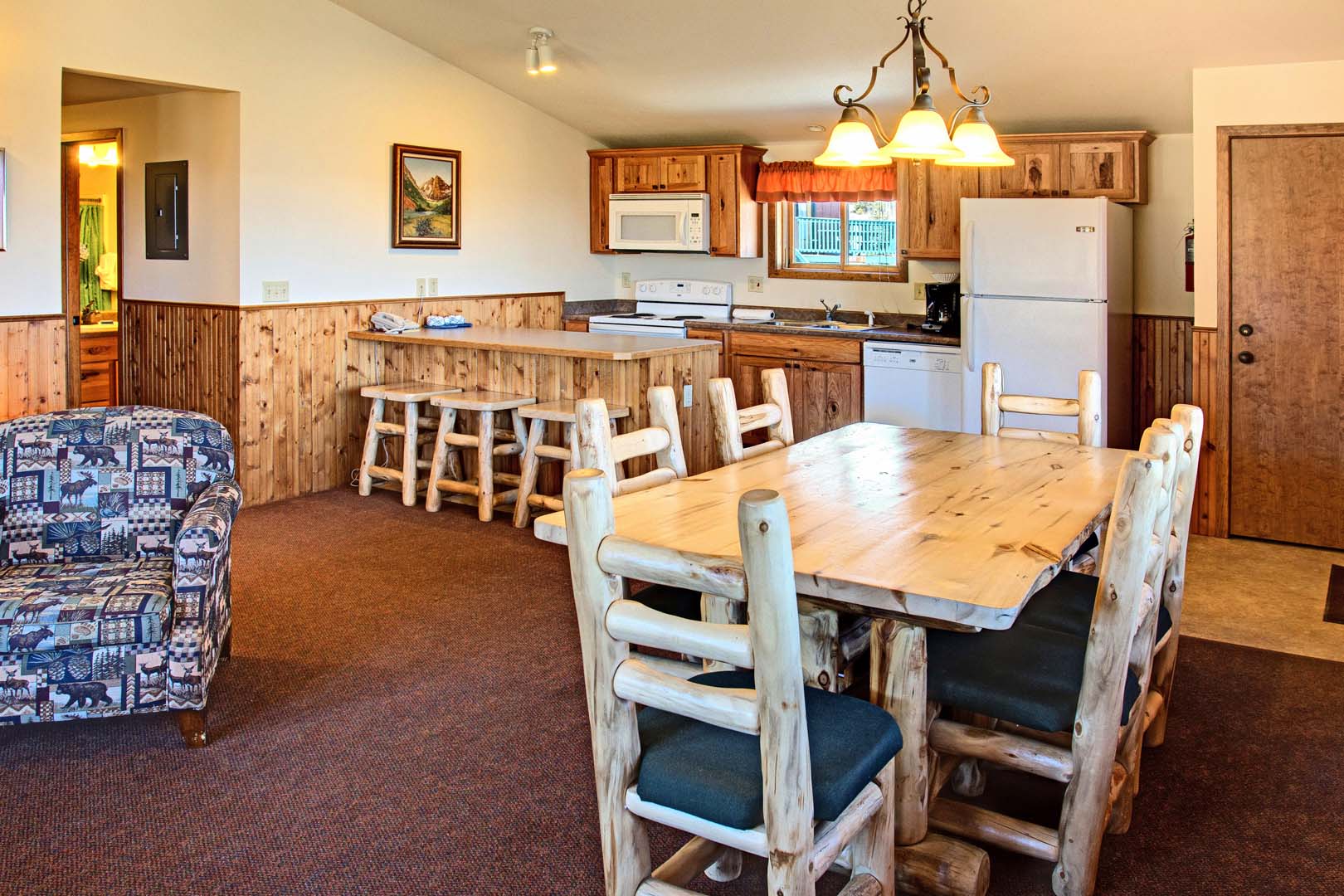 dining area with kitchen and dining table