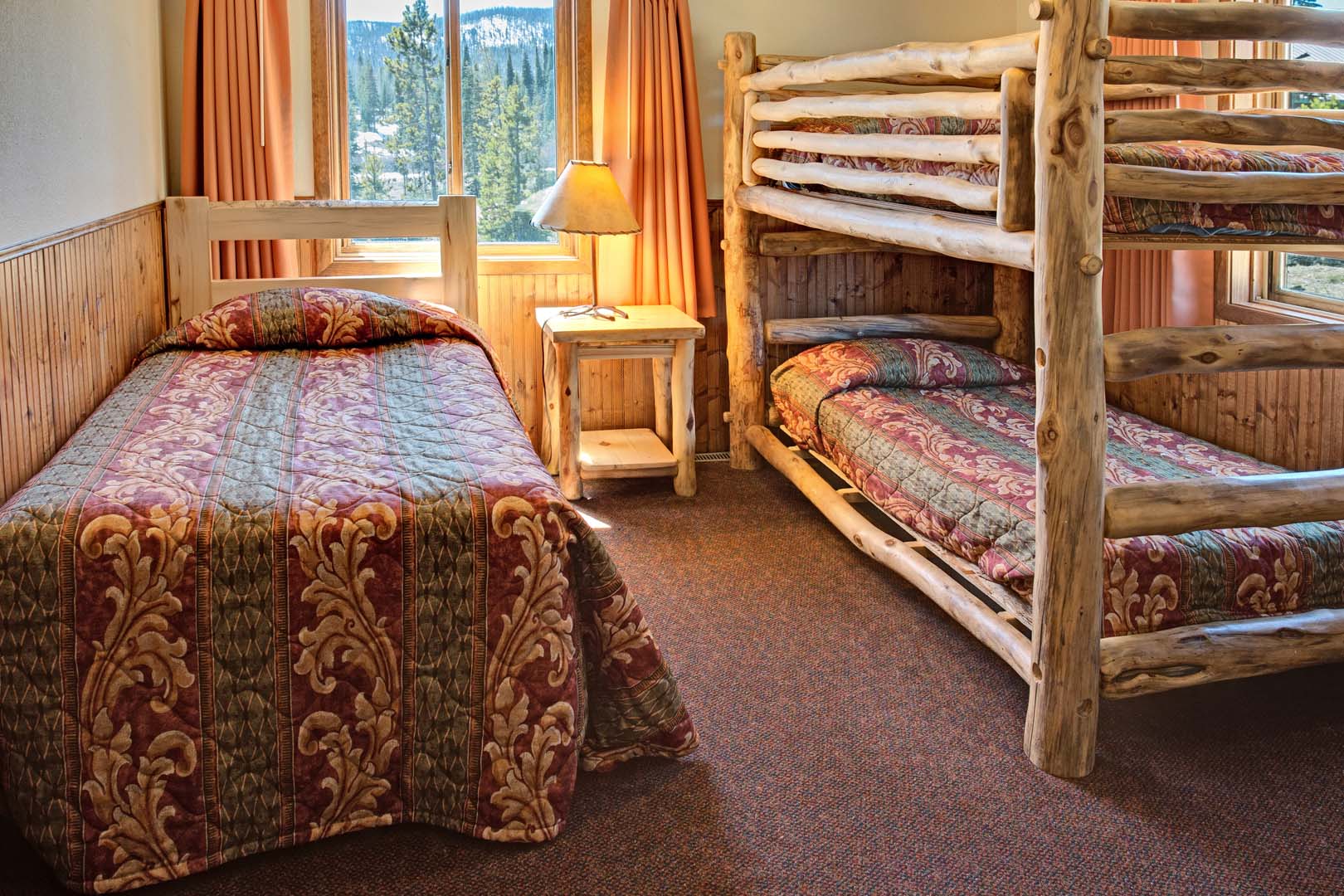 bunk beds and single bed in cabin