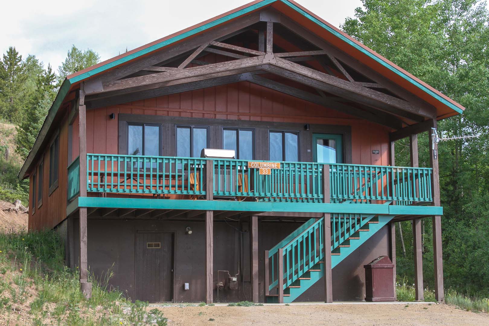 Cabin with trees in background