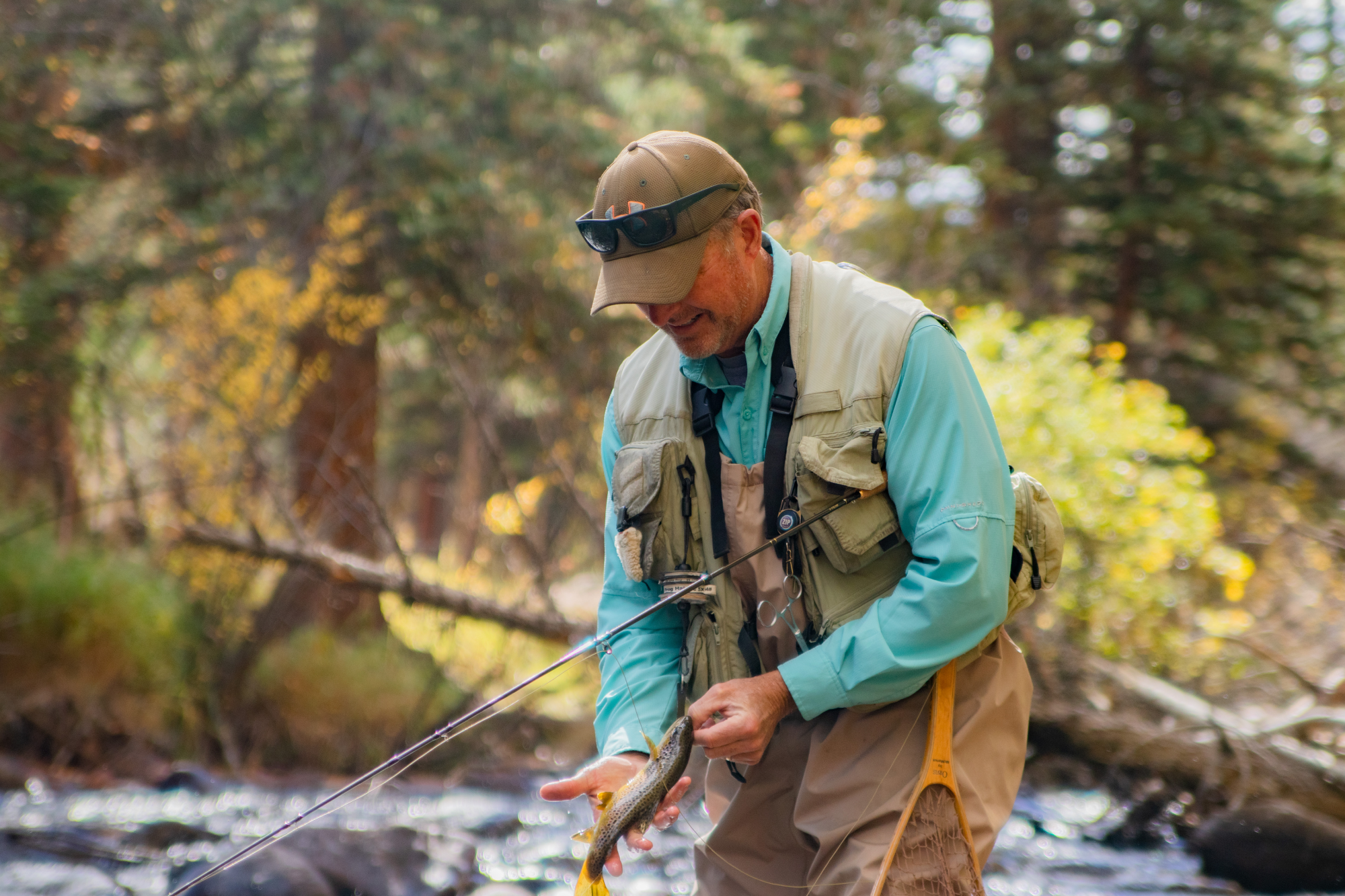 man fly fishing