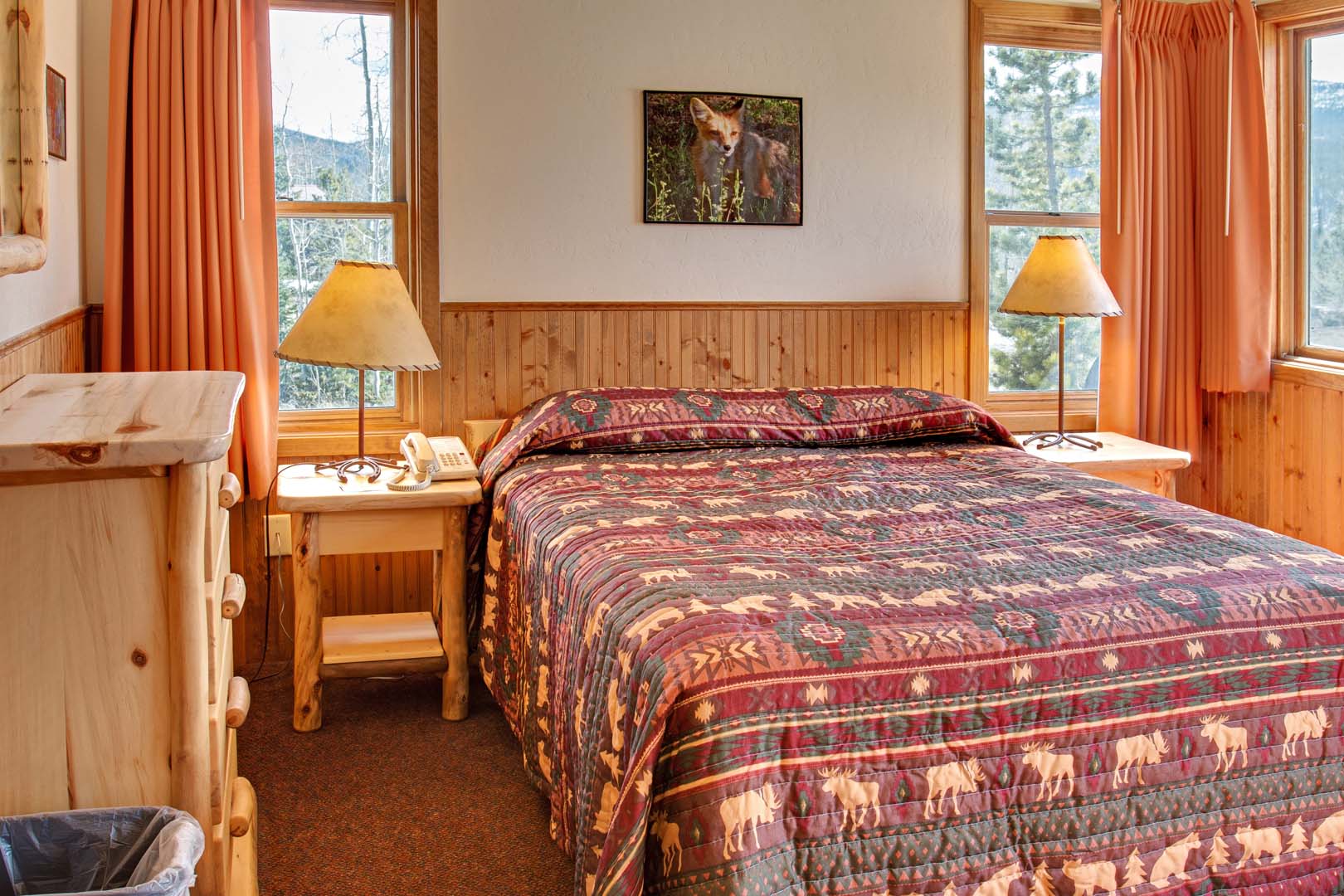 bedroom with bed and windows