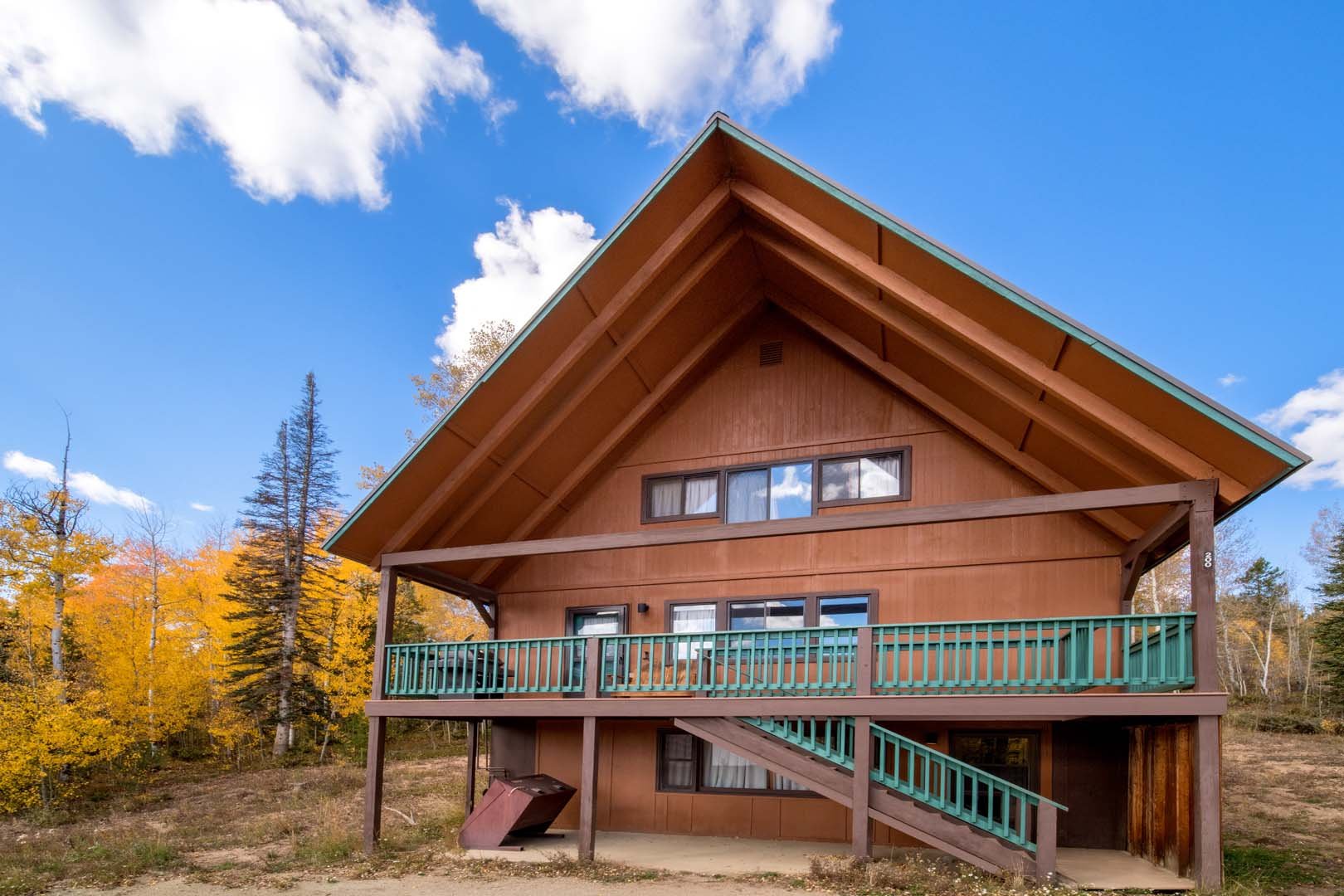 Cabin with trees in background