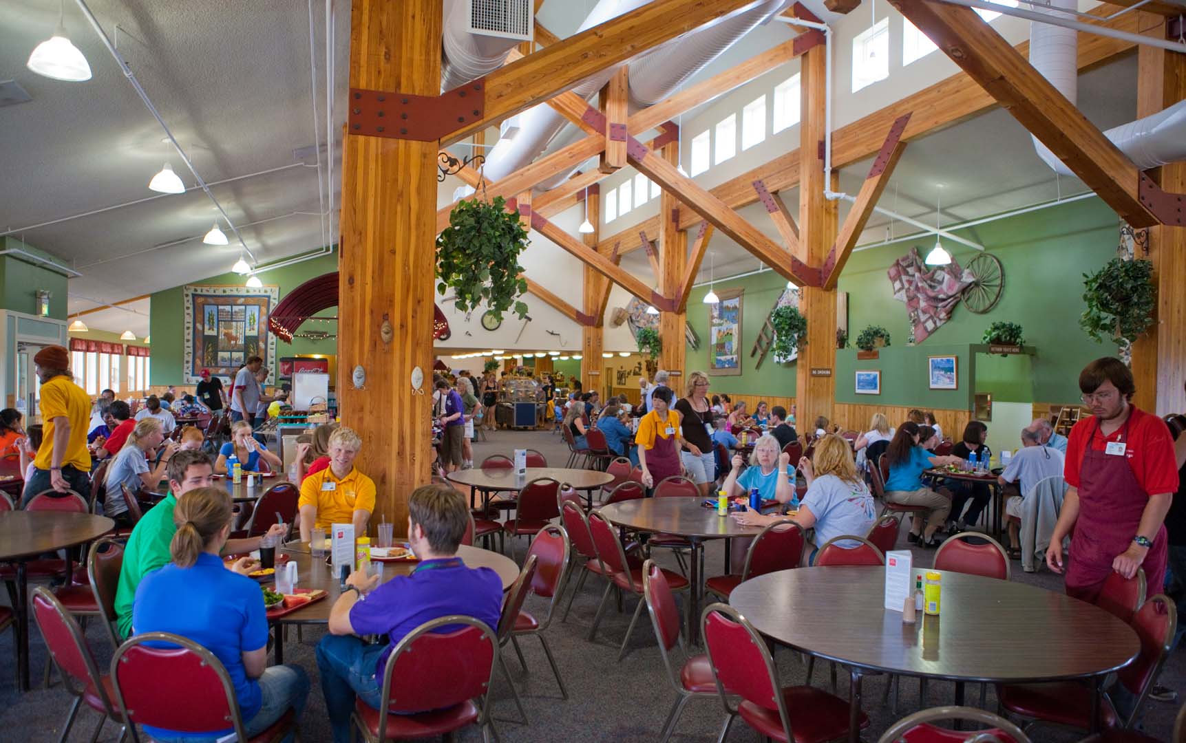 Cafeteria with people eating