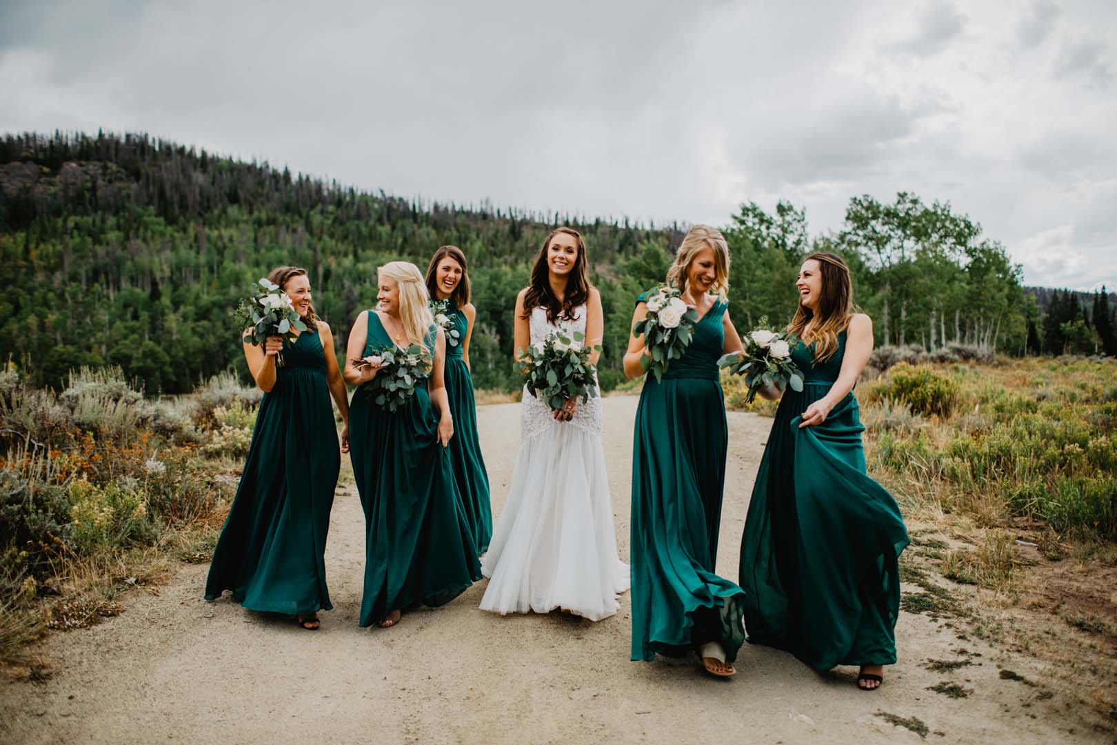 bride with bridesmaids