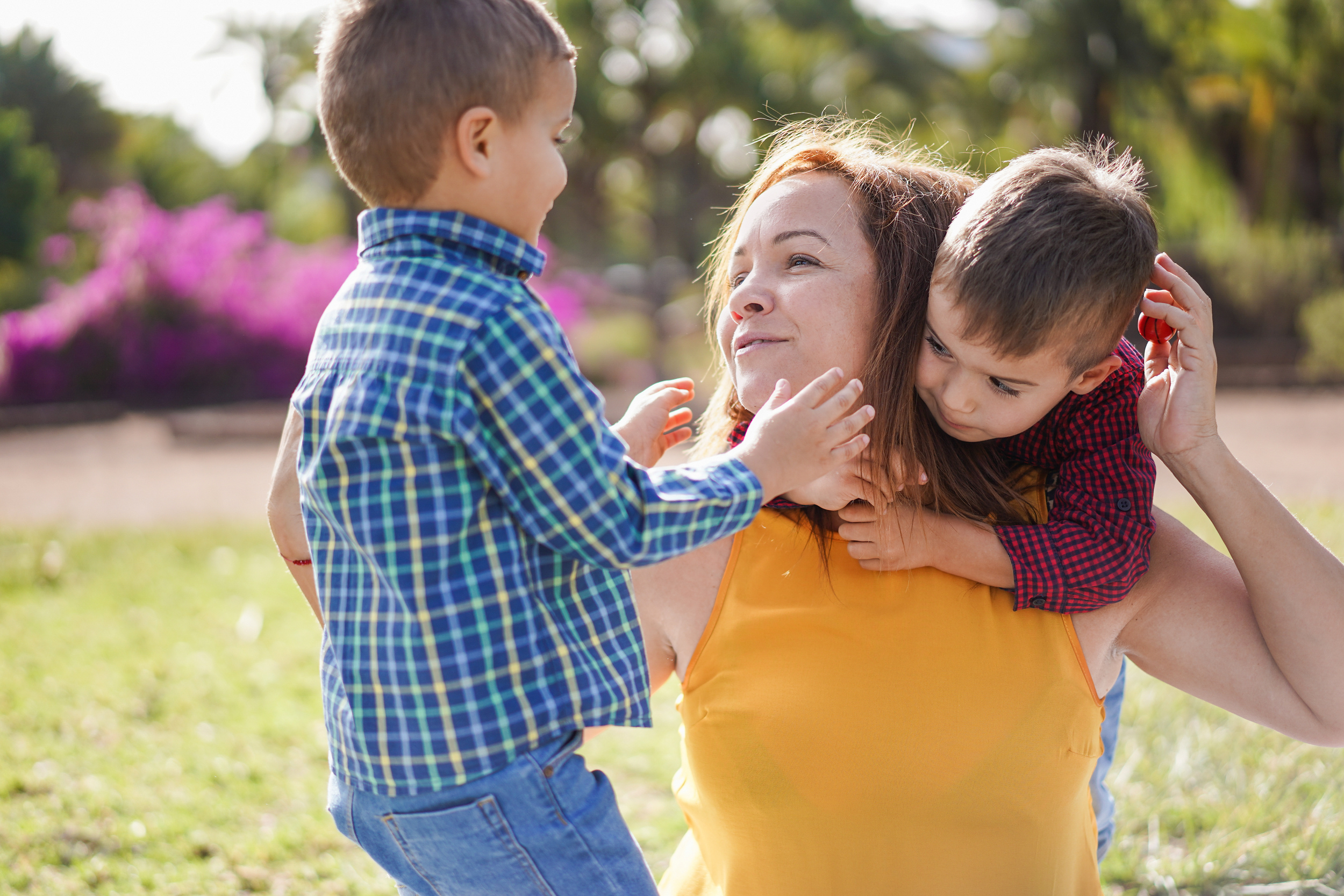 mother with her two children