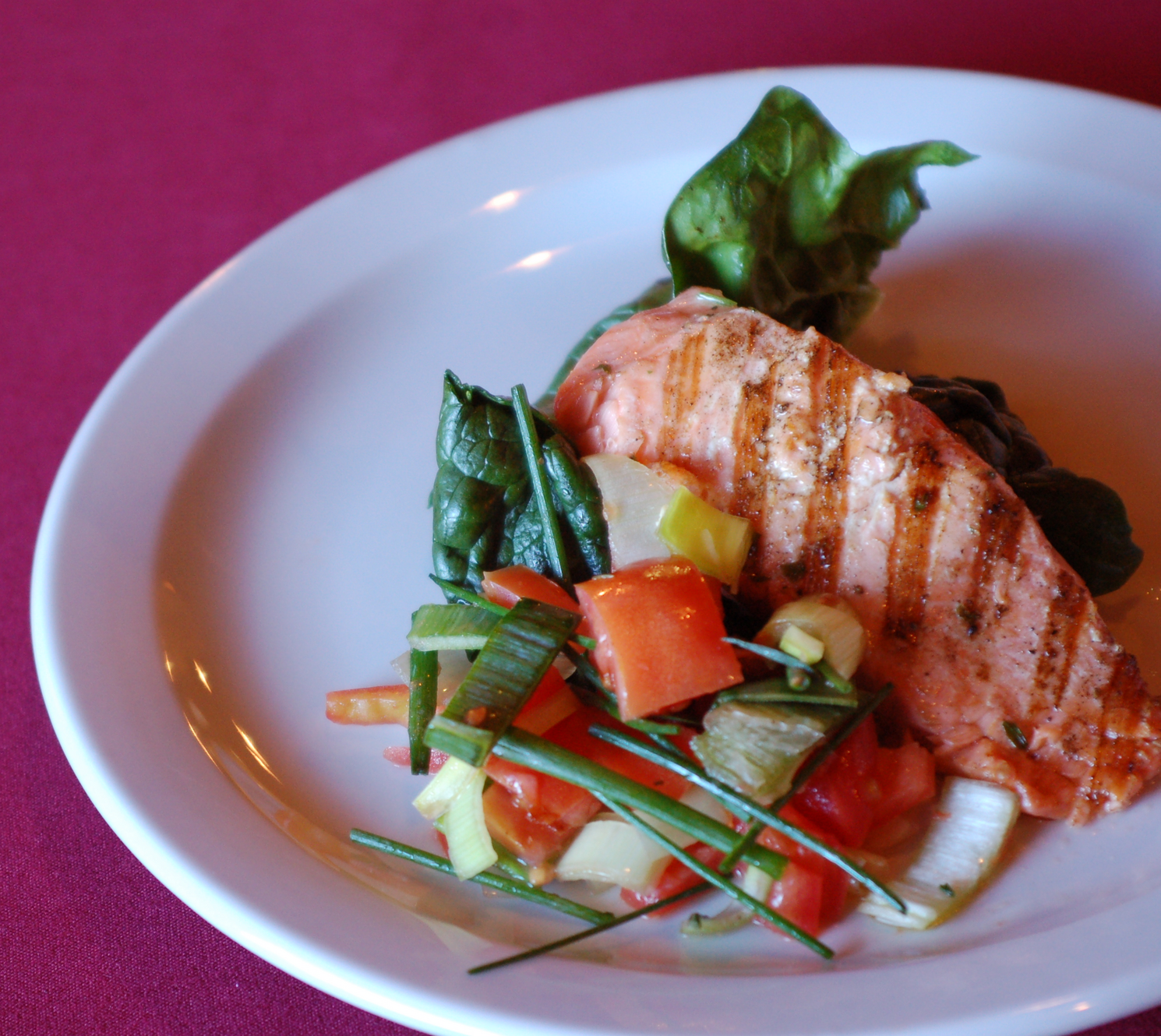 fish and salad on a plate