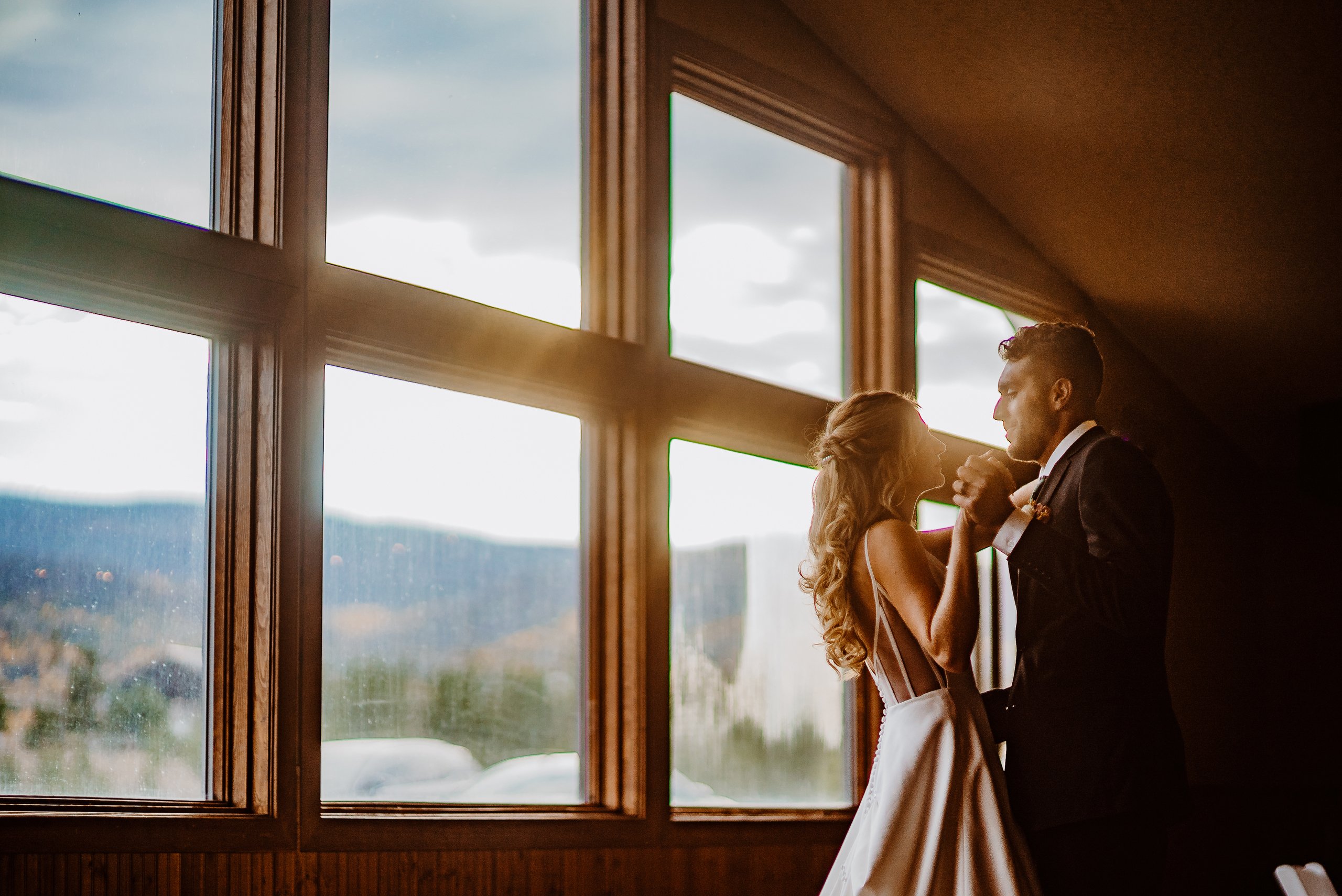 a bride and groom dancing