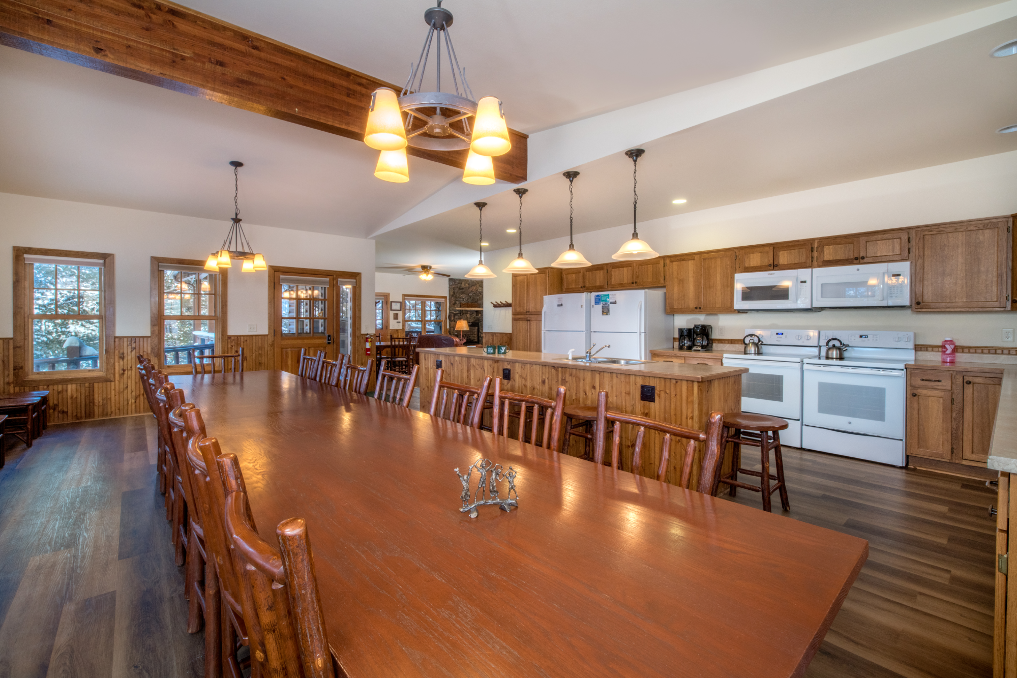 cabin kitchen with huge table