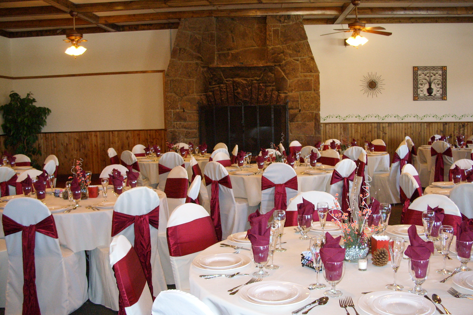 tables decorated for a wedding