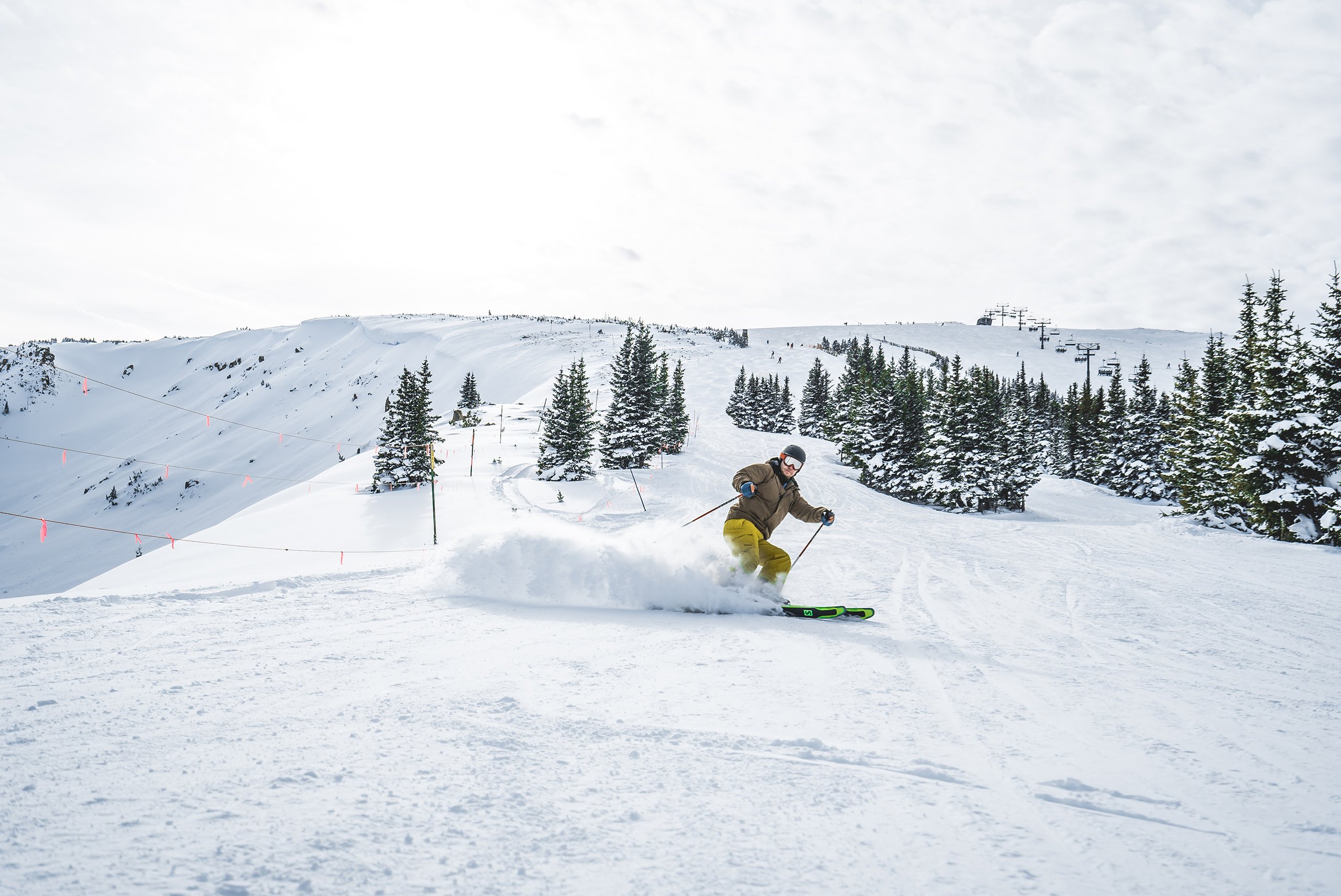 a person skiing on a resort